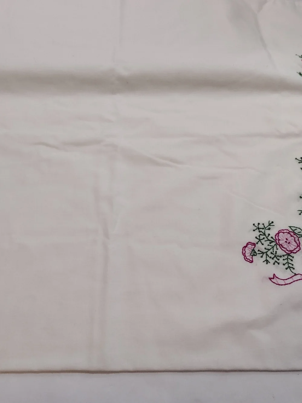 Vintage Hand-Embroidered Pillowcases with Floral Design